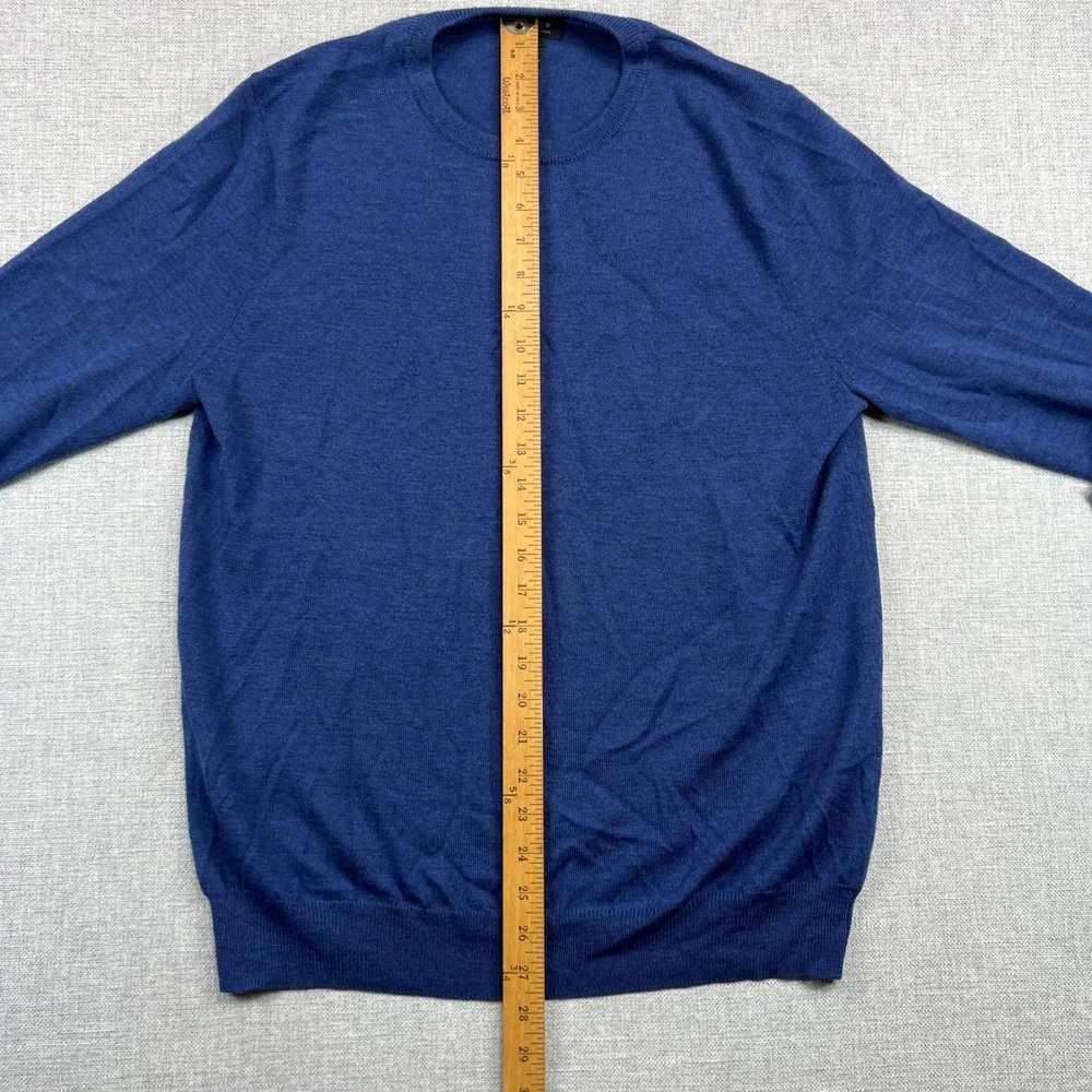 J.Crew Merino Wool Crewneck Sweater Men M Blue Lightweight Knit Preppy‎ Soft Ivy